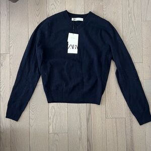 NWT Zara Women's Navy V-Neck Sweater SZ S